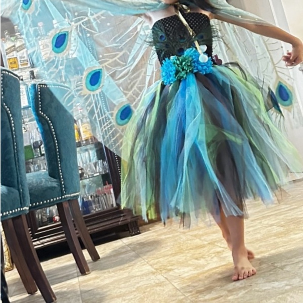 Peacock-Inspired Kids Dress